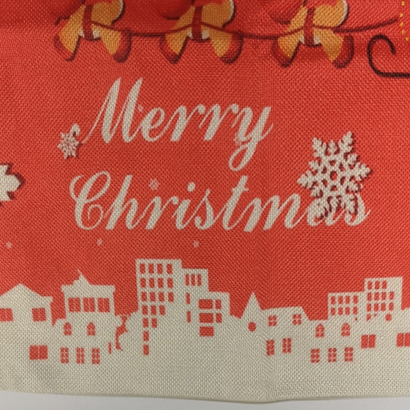 Set of Two Canvas Christmas Pillow Shams with Zipper, Red and Cream, Like-new* - Picture 3 of 9